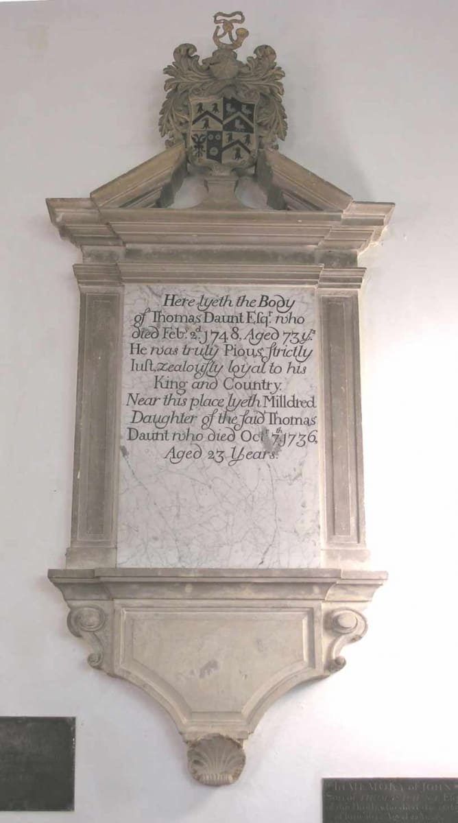Monument to Thomas Daunt IV (d. 1749) in Owlpen Church
